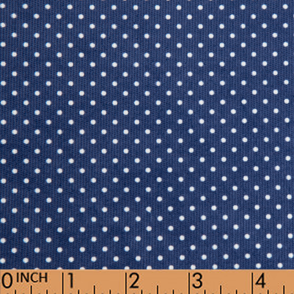 N40- Navy with small white dot corduroy printed 4.0